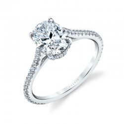 Modern Hidden Halo Engagement Ring - Valencia