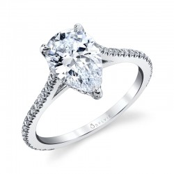 Modern Hidden Halo Engagement Ring - Valencia