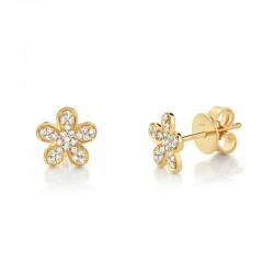 .16CTTW DIAMOND FLOWER STUD EARRING 14K YG