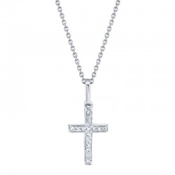 0.06ct 14k White Gold Diamond Cross Necklace