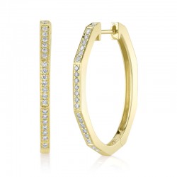 0.32Ct 14K Yellow Gold Diamond Oval Hoop Earring