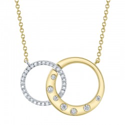 0.16Ct 14K Two Tone Yellow and White Gold Diamond Circle Necklace