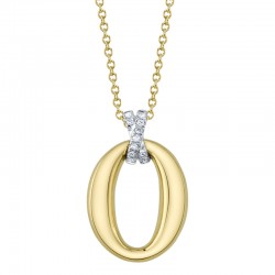 0.04Ct 14K Two Tone Yellow and White Gold Diamond Oval Necklace