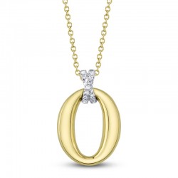 0.04Ct 14K Two Tone Yellow and White Gold Diamond Oval Necklace