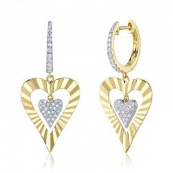 0.28Ct 14K Yellow Gold Diamond Heart Earring