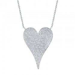 .83CTTW PAVE DIAMOND HEART NECKLACE 14K WG