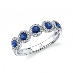 .70CTTW 5 BLUE SAPPHIRE .20CTTW DIAMOND HALO RING 14K WG