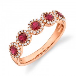 0.20ct Diamond & 0.66ct Ruby 14k Rose Gold Band