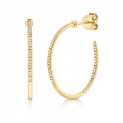 0.19ct 14k Yellow Gold Diamond Hoop Earring