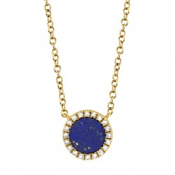 0.04ct Diamond & 0.33ct Lapis 14k Yellow Gold Necklace