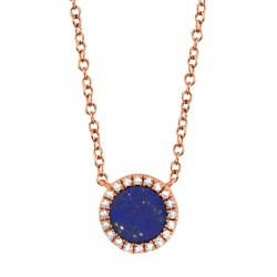 0.04ct Diamond & 0.33ct Lapis 14k Rose Gold Necklace
