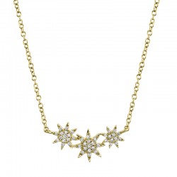 0.09Ct 14K Yellow Gold Diamond Star Necklace