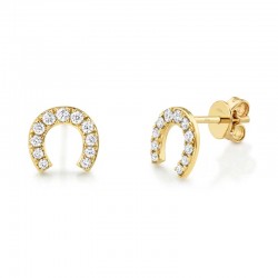 .32CTTW PAVE DIAMOND HORESHOE STUD EARRINGS 14K YG