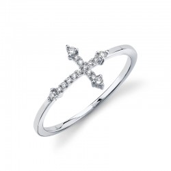.09CTTW DIAMOND CROSS RING 14K WG