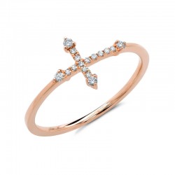 .09CTTW DIAMOND CROSS RING 14K RG