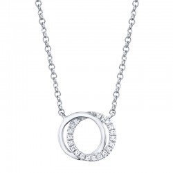 0.07ct 14k White Gold Diamond Circle Necklace