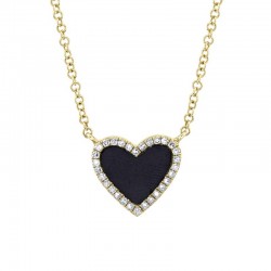 .59Ct Hs Onyx .09ct Pave Diamond Halo Necklace 14K Yellow Gold