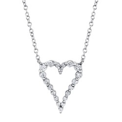 .26Ct Diamond Open Heart Necklace 14K White Gold