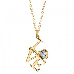 .11CT DIAMOND BEZEL ''LOVE'' NECKLACE 14K YG