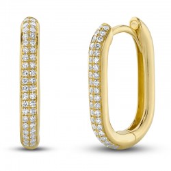 .18CTTW DIAMOND OBLONG HOOP EARRING 14K YG