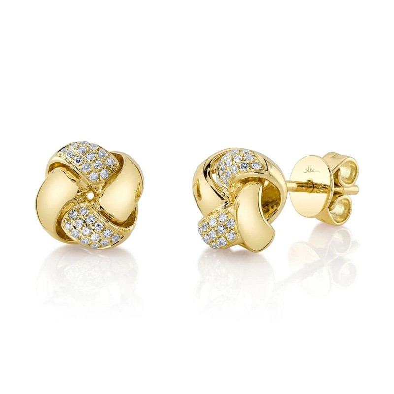 .10CTTW DIAMOND LOVE KNOT STUD EARRING 14K YG