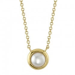 14K Yellow Gold Cultured Pearl Circle Necklace