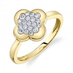 0.27Ct 14K Yellow Gold Diamond Clover Ring