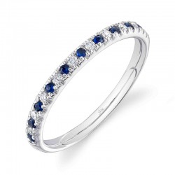 0.10Ct Diamond & 0.10Ct Blue Sapphire 14K White Gold Lady's Band