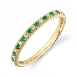 0.10Ct Diamond & 0.10Ct Emerald 14K Yellow Gold Lady's Band