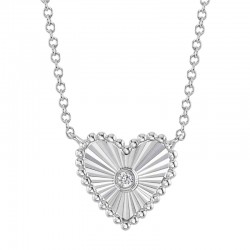 0.02Ct 14K White Gold Diamond Bezel Heart Necklace