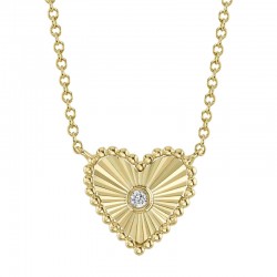 0.02Ct 14K Yellow Gold Diamond Bezel Heart Necklace