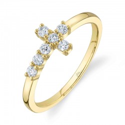 0.25Ct 14K Yellow Gold Diamond Cross Ring