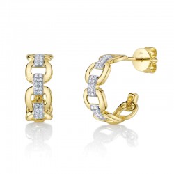 0.13Ct 14K Yellow Gold Diamond Link Huggie Earring