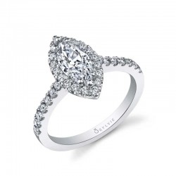 Marquise Cut Classic Halo Engagement Ring - Chantelle