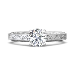 FlyerFit® 14K White Gold Vintage Engagement Ring