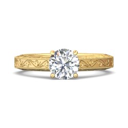 FlyerFit® 18K Yellow Gold Vintage Engagement Ring