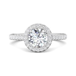 FlyerFit® Platinum Micropave Halo Engagement Ring