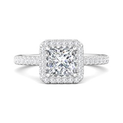 FlyerFit® Platinum Micropave Halo Engagement Ring