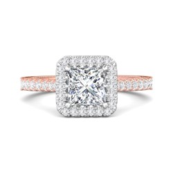 FlyerFit® 14K Pink Gold Shank And White Gold Top Vintage Engagement Ring