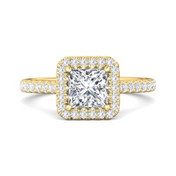 FlyerFit® 14K Yellow Gold Micropave Halo Engagement Ring