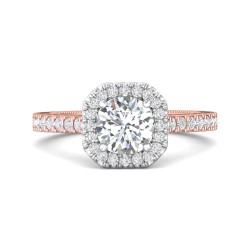 FlyerFit® 14K Pink Gold Shank And White Gold Top Vintage Engagement Ring
