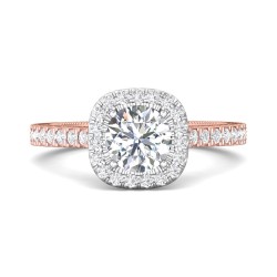 FlyerFit® 18K Pink Gold Shank And White Gold Top Vintage Engagement Ring
