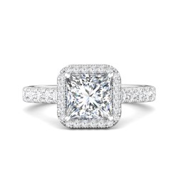 FlyerFit® 14K White Gold Micropave Halo Engagement Ring