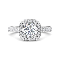 FlyerFit® Platinum Micropave Halo Engagement Ring