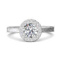 FlyerFit® 14K White Gold Vintage Engagement Ring