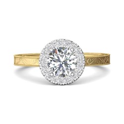 FlyerFit® 18K Yellow Gold Shank And White Gold Top Vintage Engagement Ring