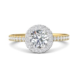 FlyerFit® 14K Yellow and 14K White Gold Micropave Halo Engagement Ring