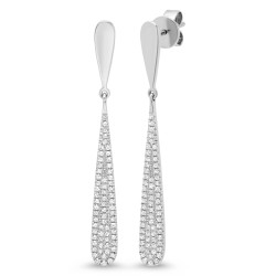 .31ct Pave Sc Diamond Oblong Drop Earrings 14K White Gold