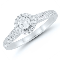 Round Diamond Halo Pave Engagement Ring