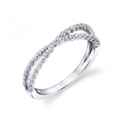 Round Double Diamond Crossover Wedding Ring